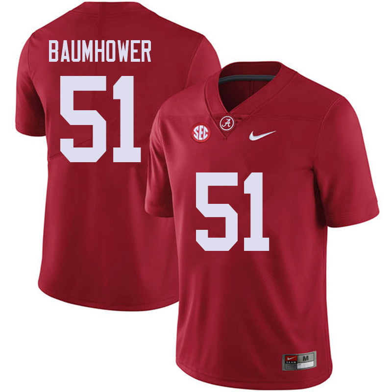 Men #51 Wes Baumhower Alabama Crimson Tide College Football Jerseys Sale-Red